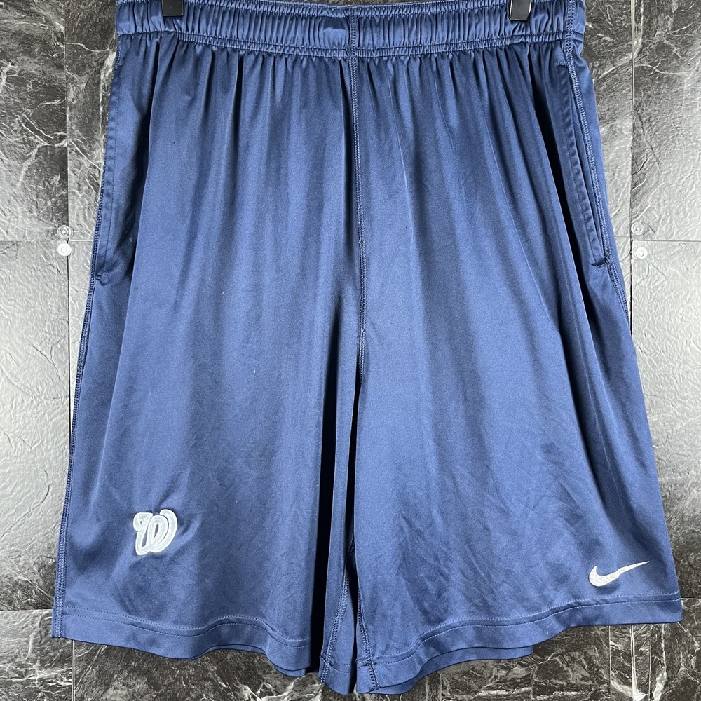 Nike Men's Navy Dri-Fit Nationals Shorts Medium -Flaws